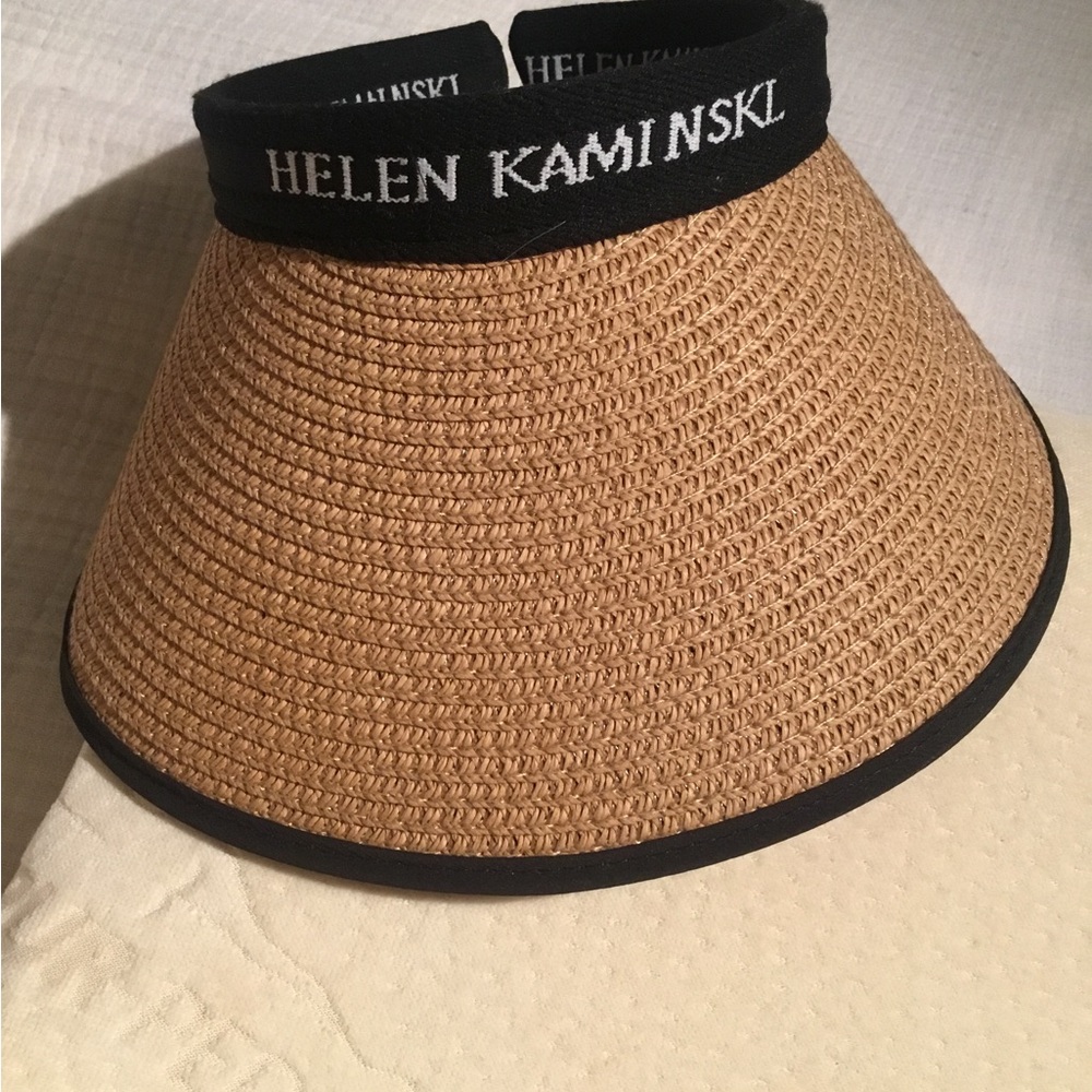 Helen Kaminski Woven Tan and Black Sun Visor
